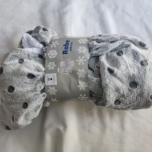 Bobbie Brooks Sleepwear Women's Soft Plush Gray Polka Dot Robe One Size